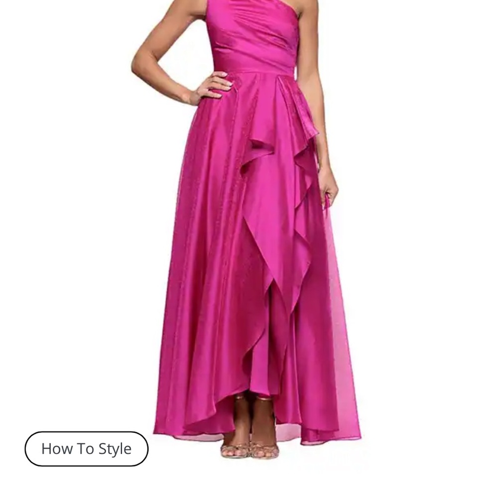Xscape One-Shoulder Magenta Gown